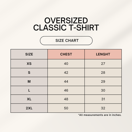 Dangerous_By_Nature_Tiger_Oversized T-Shirt Size Chart | Thodacrazyclub