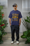 Gym Is My Love Fitness Graphic Unisex T-Shirt – Oversized 100% Cotton Workout Tee in Royal Blue