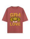 Gym Is My Love Fitness Graphic Unisex T-Shirt – Oversized 100% Cotton Workout Tee in Coral