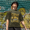 Gym Is My Love Fitness Graphic Unisex T-Shirt – Oversized 100% Cotton Workout Tee in Olive Green