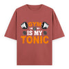 Gym Is My Tonic Fitness Graphic Unisex T-Shirt – Oversized 100% Cotton Tee Shirt in Coral