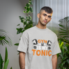 Gym Is My Tonic Fitness Graphic Unisex T-Shirt – Oversized 100% Cotton Tee Shirt in Grey Melange