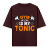 Gym Is My Tonic Fitness Graphic Unisex T-Shirt – Oversized 100% Cotton Tee Shirt in Maroon