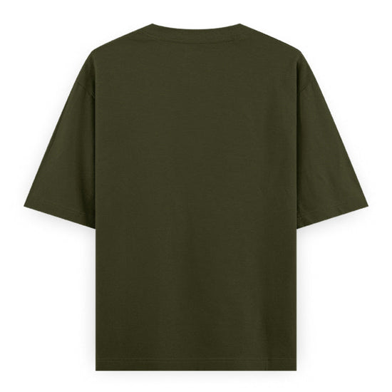 Gym Is My Tonic Fitness Graphic Unisex T-Shirt – Oversized 100% Cotton Tee Shirt in Olive Green