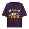 Gym Is My Tonic Fitness Graphic Unisex T-Shirt – Oversized 100% Cotton Tee Shirt in Purple