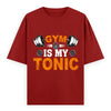 Gym Is My Tonic Fitness Graphic Unisex T-Shirt – Oversized 100% Cotton Tee Shirt in Red