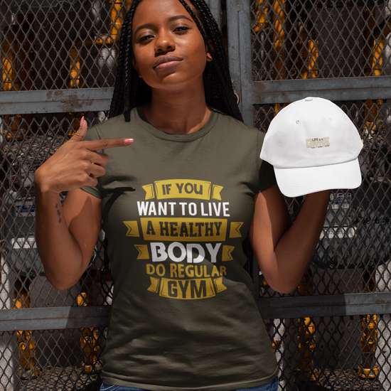 If You Want to Live a Healthy Body Do Regular Gym Graphic Unisex T-Shirt – Oversized 100% Cotton Fitness Workout Tee in Olive Green