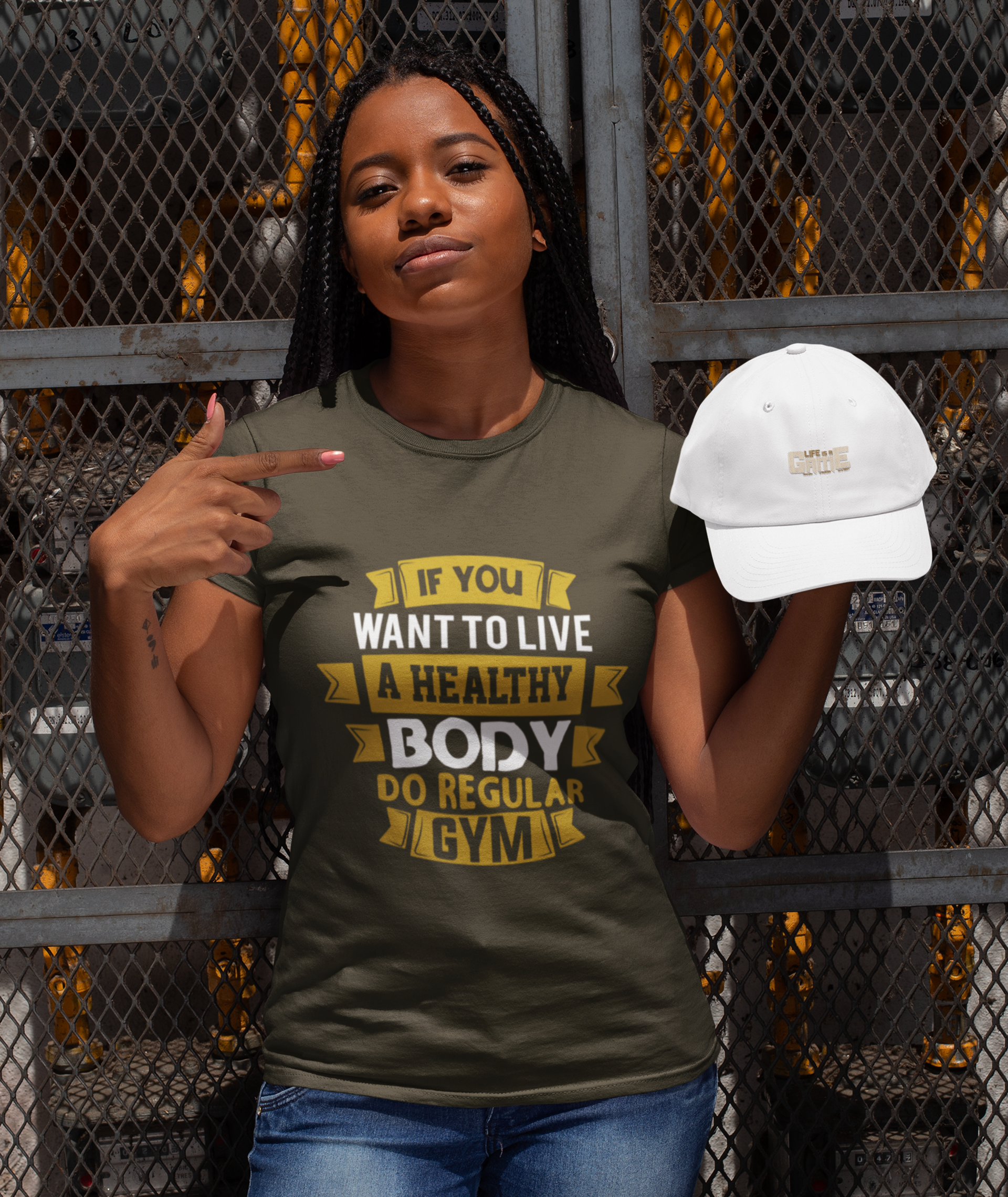 If You Want to Live a Healthy Body Do Regular Gym Graphic Unisex T-Shirt – Oversized 100% Cotton Fitness Workout Tee in Olive Green