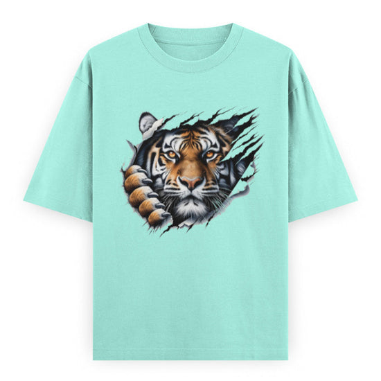 Kantara-Inspired Tiger Graphic Unisex Tee | Oversized 100% Cotton Classic T-Shirt Mint