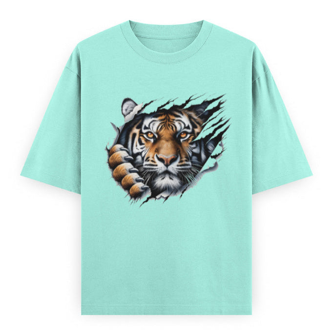 Kantara-Inspired Tiger Graphic Unisex Tee | Oversized 100% Cotton Classic T-Shirt Mint