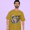 Kantara-Inspired Tiger Graphic Unisex Tee | Oversized 100% Cotton Classic T-Shirt Mustard Yellow