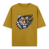 Kantara-Inspired Tiger Graphic Unisex Tee | Oversized 100% Cotton Classic T-Shirt Mustard Yellow