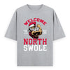 North Swole Santa Graphic Unisex T-Shirt – Oversized 100% Cotton Classic Tee in Grey Melange