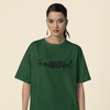 PowHERful Women’s Empowerment Graphic Unisex Tee | Oversized 100% Cotton Unisex T-Shirt in Bottle Green