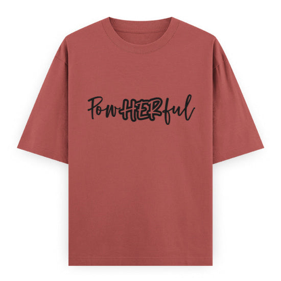 PowHERful Women’s Empowerment Graphic Unisex Tee | Oversized 100% Cotton Unisex T-Shirt in Coral