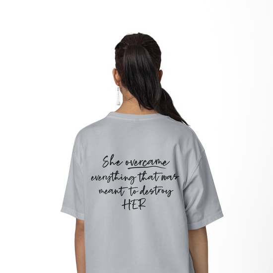 PowHERful Women’s Empowerment Graphic Unisex Tee | Oversized 100% Cotton Unisex T-Shirt in GreyMelange