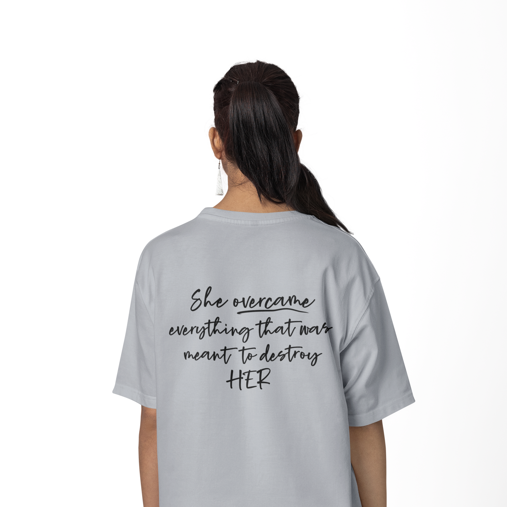 PowHERful Women’s Empowerment Graphic Unisex Tee | Oversized 100% Cotton Unisex T-Shirt in GreyMelange