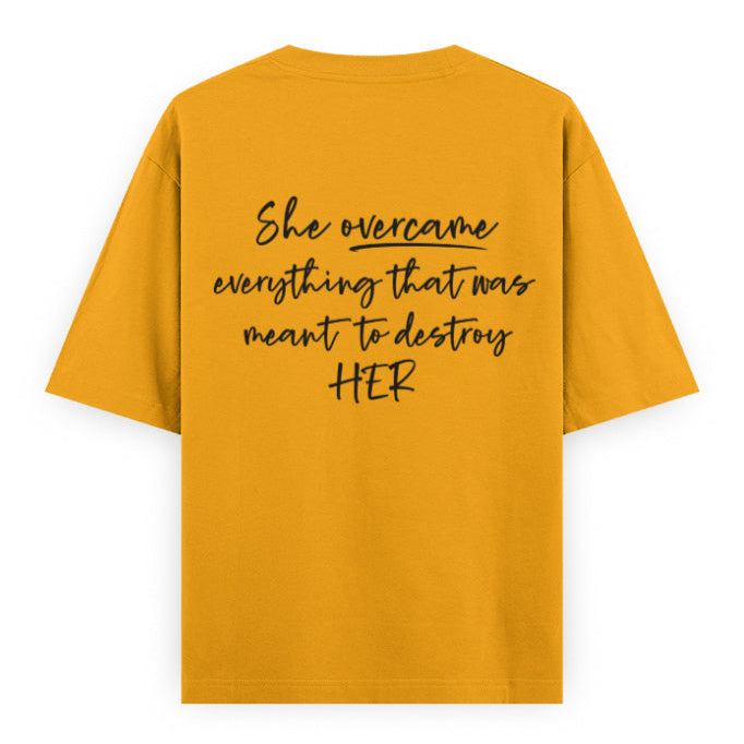 PowHERful Women’s Empowerment Graphic Unisex Tee | Oversized 100% Cotton Unisex T-Shirt in Golden Yellow