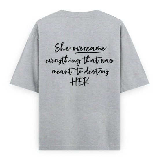 PowHERful Women’s Empowerment Graphic Unisex Tee | Oversized 100% Cotton  T-Shirt in GreyMelange