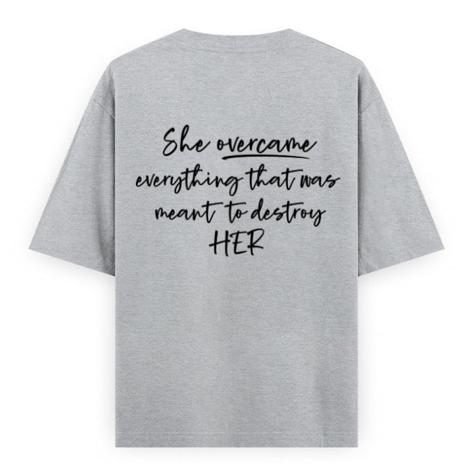 PowHERful Women’s Empowerment Graphic Unisex Tee | Oversized 100% Cotton  T-Shirt in GreyMelange