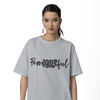 PowHERful Women’s Empowerment Graphic Unisex Tee | Oversized 100% Cotton Unisex T-Shirt in Grey Melange
