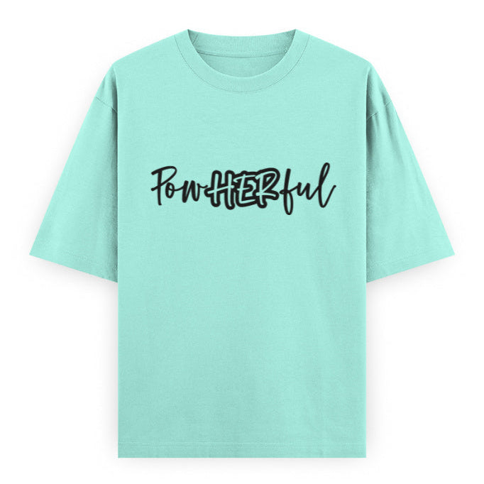 PowHERful Women’s Empowerment Graphic Unisex Tee | Oversized 100% Cotton Unisex T-Shirt in Mint