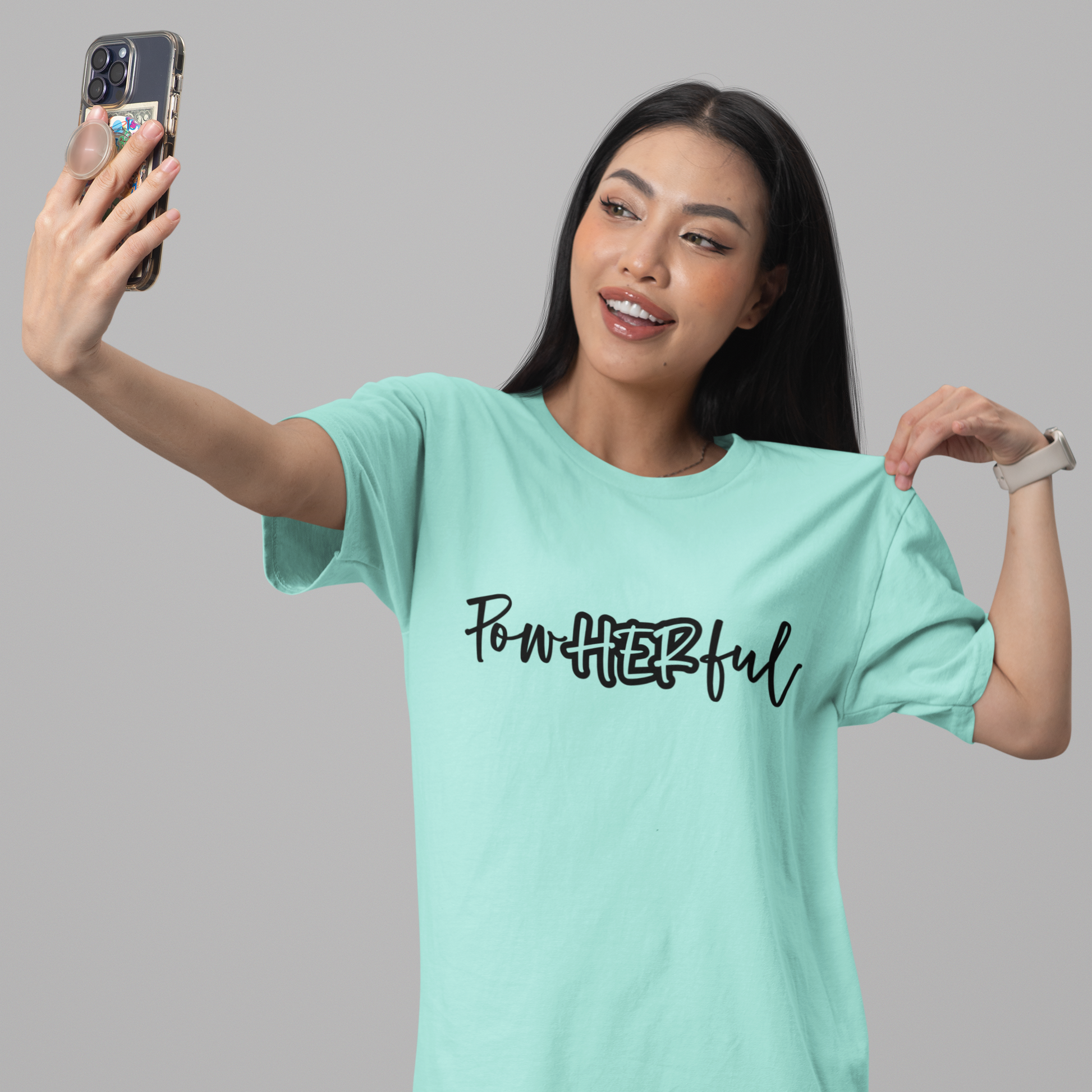 PowHERful Women’s Empowerment Graphic Unisex Tee | Oversized 100% Cotton Unisex T-Shirt in Mint