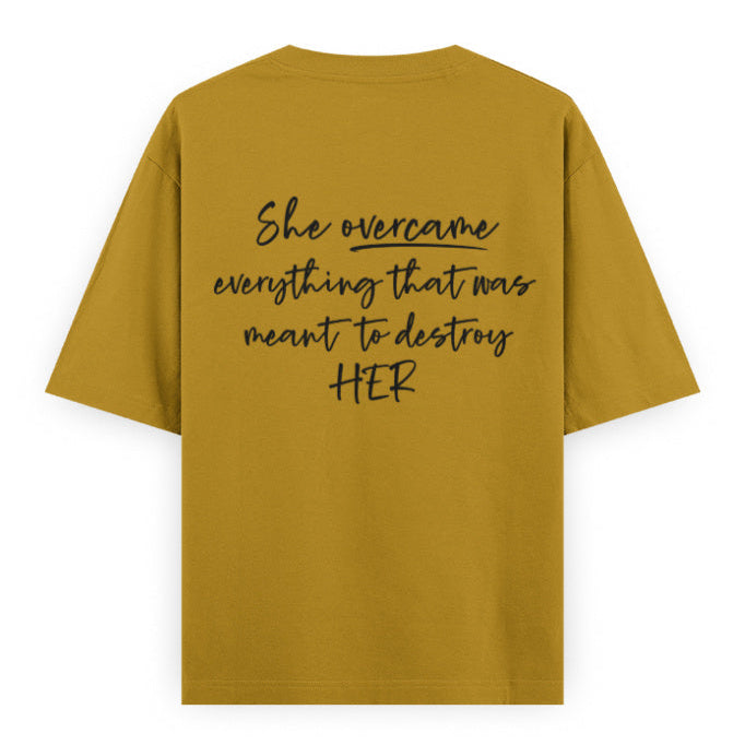 PowHERful Women’s Empowerment Graphic Unisex Tee | Oversized 100% Cotton Unisex T-Shirt in Mustard Yellow
