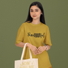 PowHERful Women’s Empowerment Graphic Unisex Tee | Oversized 100% Cotton Unisex T-Shirt in Mustard Yellow