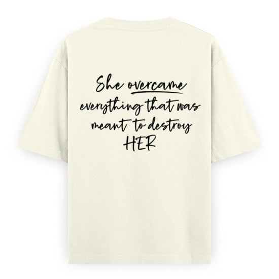 PowHERful Women’s Empowerment Graphic Unisex Tee | Oversized 100% Cotton Unisex T-Shirt in Off White