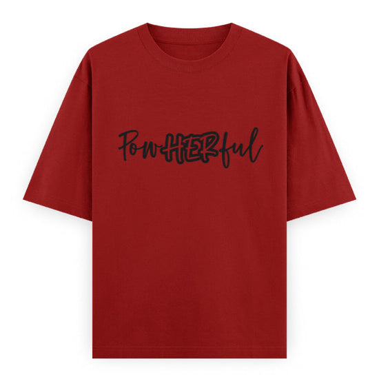 PowHERful Women’s Empowerment Graphic Unisex Tee | Oversized 100% Cotton Unisex T-Shirt in Red