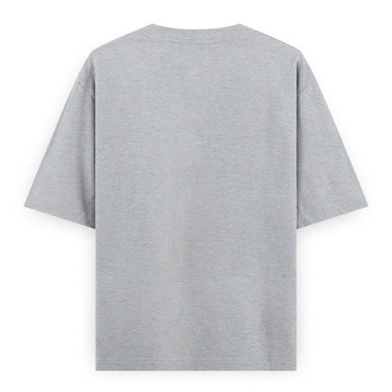 Push Harder Each Day Gym Graphic Unisex T-Shirt – Red Fist and Barbell Design in Grey Melange