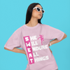 SWEAT She Will Endure All Things Graphic Unisex T-Shirt – Oversized 100% Cotton Classic Tee in Light Baby Pink