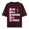 SWEAT She Will Endure All Things Graphic Unisex T-Shirt – Oversized 100% Cotton Tee in Maroon