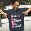 SWEAT She Will Endure All Things Graphic Unisex T-Shirt – Oversized 100% Cotton Tee in Navy Blue
