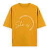 She Is Unbothered and Focused Graphic Unisex Tee | Oversized 100% Cotton Classic T-Shirt in Golden Yellow