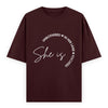 She Is Unbothered and Focused Graphic Unisex Tee | Oversized 100% Cotton Classic T-Shirt in Maroon