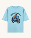 American Rider" graphic on baby blue oversized unisex t-shirt – Thodacrazyclub