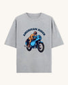 "American Rider" graphic on grey melange oversized unisex t-shirt – Thodacrazyclub