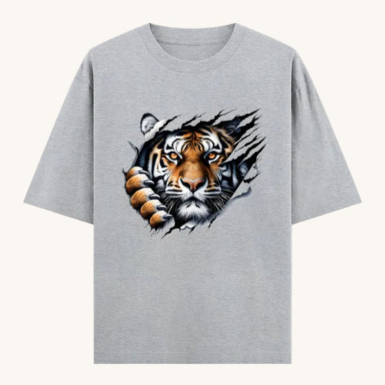 Tiger Claw 3D Graphic Unisex Oversized Cotton T Shirt Thodacrazyclub
