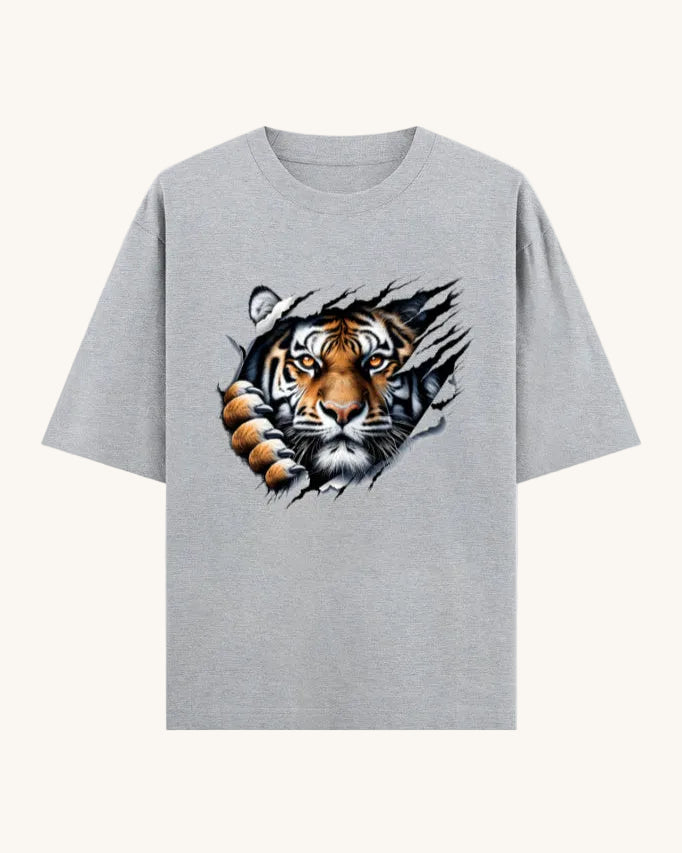 Tiger Claw 3D Graphic Unisex Oversized Cotton T Shirt Thodacrazyclub