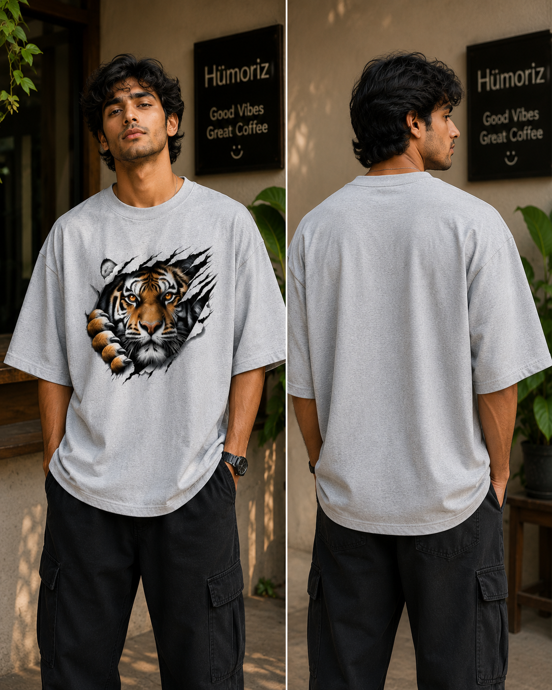 Tiger Claw 3D Graphic Unisex Oversized Cotton T Shirt Thodacrazyclub