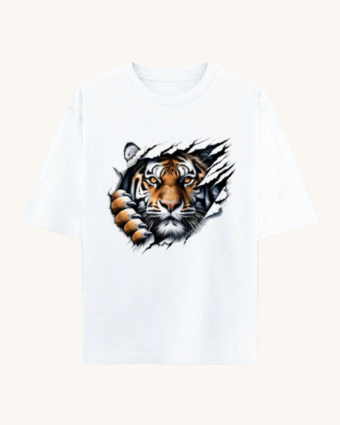 Tiger Claw 3D Graphic Unisex Oversized Cotton T Shirt Thodacrazyclub