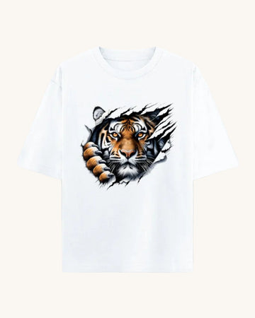 Tiger Claw 3D Graphic Unisex Oversized Cotton T Shirt Thodacrazyclub